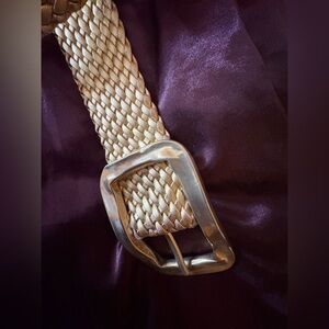 Abel Vintage Gold Woven Belt with Brass Buckle